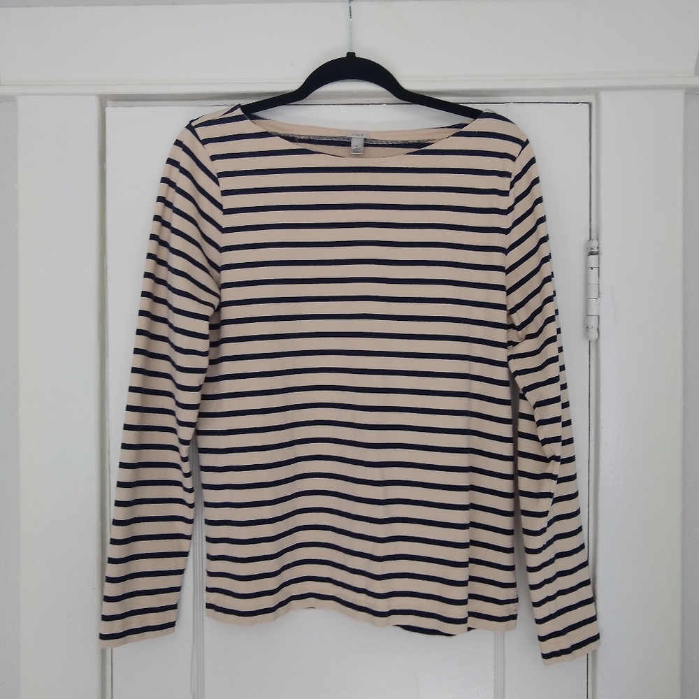 J. Crew Striped Long Sleeve Boat Neck Tee